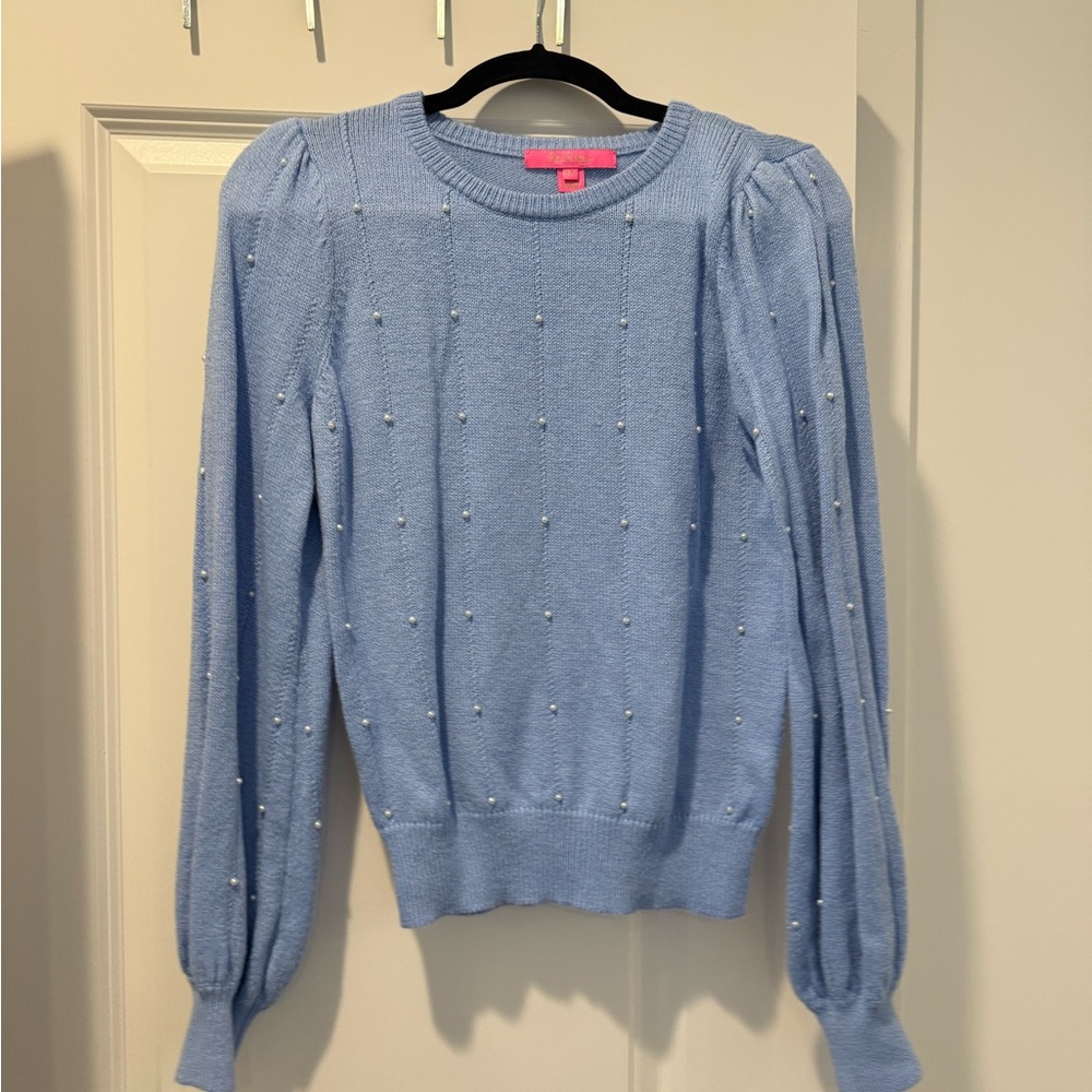 Lilly Pulitzer Blue Top with Pearl Details